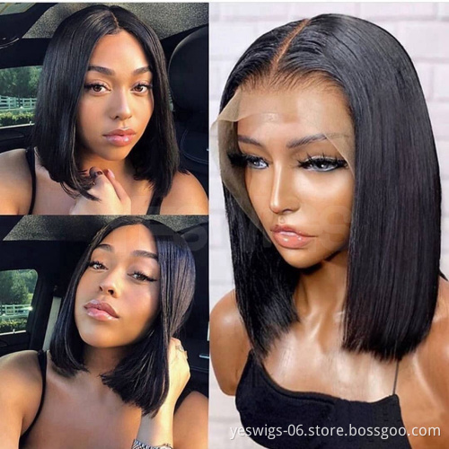 Cheap Wholesale Raw Peruvian Virgin Human Hair Short Bob Wigs Natural Human Hair HD Transparent Lace Front Wig For Black Women